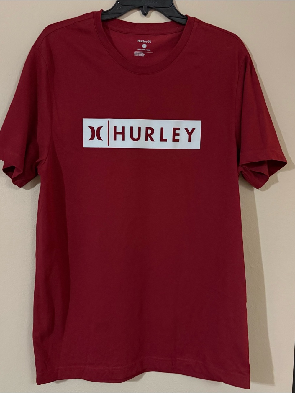 Hurley Box Logo Graphic Tee - Burgundy Surf Vibe